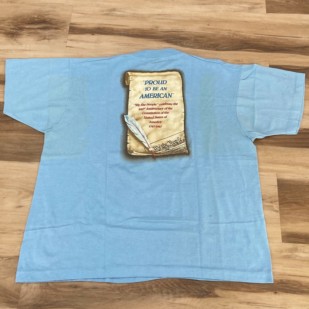 Screen Stars Best T Shirt XL USA Constitution 200th Anniversary Blue Vintage 80s